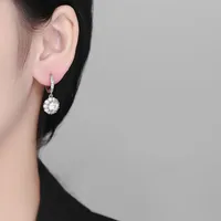 1 Pair Vacation Simple Style Flower Inlay Copper Imitation Moissanite Drop Earrings main image 2