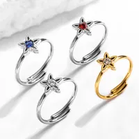 Simple Style Flower Titanium Steel Inlay Zircon Women's Open Rings main image 1