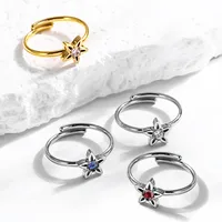 Simple Style Flower Titanium Steel Inlay Zircon Women's Open Rings main image 3