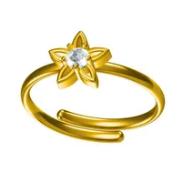 Simple Style Flower Titanium Steel Inlay Zircon Women's Open Rings sku image 1