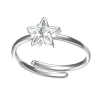 Simple Style Flower Titanium Steel Inlay Zircon Women's Open Rings sku image 2