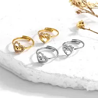 Simple Style Heart Shape Titanium Steel Inlay Zircon Women's Open Rings main image 4