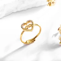 Simple Style Heart Shape Titanium Steel Inlay Zircon Women's Open Rings main image 3