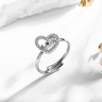 Simple Style Heart Shape Titanium Steel Inlay Zircon Women's Open Rings sku image 4