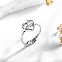 Simple Style Heart Shape Titanium Steel Inlay Zircon Women's Open Rings sku image 2
