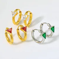1 Pair Simple Style Triangle Inlay Titanium Steel Zircon Earrings main image 1