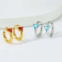 1 Pair Simple Style Triangle Inlay Titanium Steel Zircon Earrings main image 3