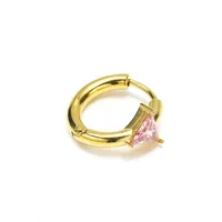 1 Pair Simple Style Triangle Inlay Titanium Steel Zircon Earrings main image 4