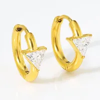 1 Pair Simple Style Triangle Inlay Titanium Steel Zircon Earrings sku image 1