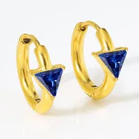1 Pair Simple Style Triangle Inlay Titanium Steel Zircon Earrings sku image 8