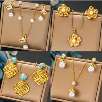 Chinoiserie Flower Butterfly 304 Stainless Steel Plating Women's Jewelry Set main image 1