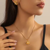 Chinoiserie Flower Butterfly 304 Stainless Steel Plating Women's Jewelry Set main image 3