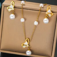 Chinoiserie Flower Butterfly 304 Stainless Steel Plating Women's Jewelry Set sku image 1