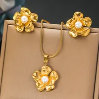 Chinoiserie Flower Butterfly 304 Stainless Steel Plating Women's Jewelry Set sku image 2