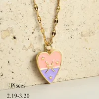Sweet Constellation Heart Shape 304 Stainless Steel Copper Plating Couple Pendant Necklace sku image 8