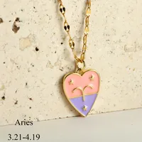 Sweet Constellation Heart Shape 304 Stainless Steel Copper Plating Couple Pendant Necklace sku image 2