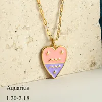 Sweet Constellation Heart Shape 304 Stainless Steel Copper Plating Couple Pendant Necklace sku image 1