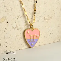 Sweet Constellation Heart Shape 304 Stainless Steel Copper Plating Couple Pendant Necklace sku image 5