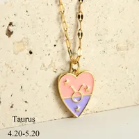 Sweet Constellation Heart Shape 304 Stainless Steel Copper Plating Couple Pendant Necklace sku image 11