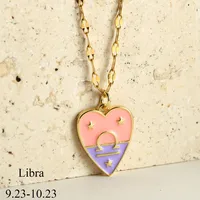 Sweet Constellation Heart Shape 304 Stainless Steel Copper Plating Couple Pendant Necklace sku image 7