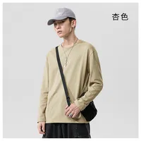 Men's Long Sleeve T-Shirt 190g Combed Cotton Solid Color Round Neck Unisex Casual Base Layer Top main image 1