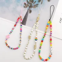 Cute Pastoral Letter Color Block Soft Clay Mobile Phone Chain main image 1