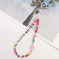 Cute Pastoral Letter Color Block Soft Clay Mobile Phone Chain sku image 3
