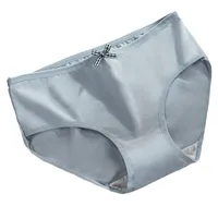 Solid Color Bow Knot Breathable Low Waist Panties main image 5