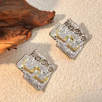 1 Pair Streetwear Color Block Mixed Metal Plating 304 Stainless Steel Ear Studs sku image 3