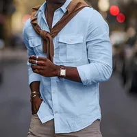 Men's Blouse Long Sleeve Basic Solid Color sku image 2