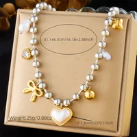 Modern Style Cross Heart Shape Bow Knot 304 Stainless Steel Plating Women's Multi Charms Necklace main image 5