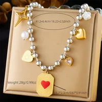 Modern Style Cross Heart Shape Bow Knot 304 Stainless Steel Plating Women's Multi Charms Necklace main image 7