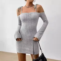 Women's A- Line Skirt Casual Elegant Streetwear Strap Sheath Dress Long Sleeve Solid Color Above Knee Holiday Daily Selfie main image 2