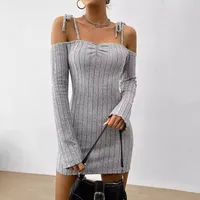 Women's A- Line Skirt Casual Elegant Streetwear Strap Sheath Dress Long Sleeve Solid Color Above Knee Holiday Daily Selfie main image 3