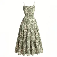 Women's Strap Dress Vintage Style Strap Sheath Dress Sleeveless Ditsy Floral Maxi Long Dress Holiday Daily Selfie sku image 1