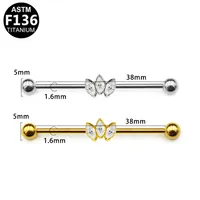1 Piece Simple Style Classic Style Shamrock Plating Inlay Pure Titanium Titanium Alloy Zircon 14K Gold Plated White Gold Plated Cartilage Earrings main image 3