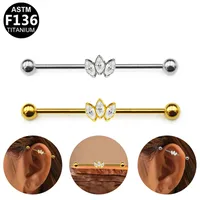 1 Piece Simple Style Classic Style Shamrock Plating Inlay Pure Titanium Titanium Alloy Zircon 14K Gold Plated White Gold Plated Cartilage Earrings main image 4