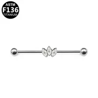 1 Piece Simple Style Classic Style Shamrock Plating Inlay Pure Titanium Titanium Alloy Zircon 14K Gold Plated White Gold Plated Cartilage Earrings sku image 4