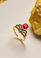 Elegant Luxurious Shiny Crown 304 Stainless Steel Inlay Zircon 18K Gold Plated Women's Rings main image 6