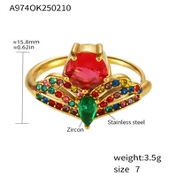 Elegant Luxurious Shiny Crown 304 Stainless Steel Inlay Zircon 18K Gold Plated Women's Rings sku image 3