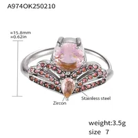 Elegant Luxurious Shiny Crown 304 Stainless Steel Inlay Zircon 18K Gold Plated Women's Rings sku image 5