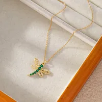 Elegant Dragonfly Titanium Steel Copper Plating Zircon Women's Pendant Necklace main image 5