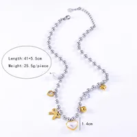 Vintage Style Classic Style Heart Shape Bow Knot 304 Stainless Steel Mixed Metal Plating Women's Multi Charms Necklace main image 6