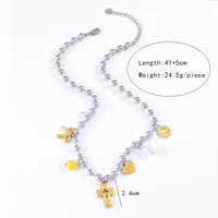 Vintage Style Classic Style Heart Shape Bow Knot 304 Stainless Steel Mixed Metal Plating Women's Multi Charms Necklace main image 7