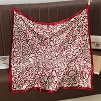 Women's Elegant Rose Satin Silk Scarf sku image 8