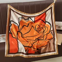 Women's Elegant Rose Satin Silk Scarf main image 1