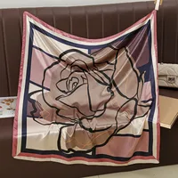 Women's Elegant Rose Satin Silk Scarf main image 5
