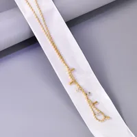 Simple Style Solid Color 304 Stainless Steel Rhinestones 18K Gold Plated Women's Multi Charms Necklace main image 7