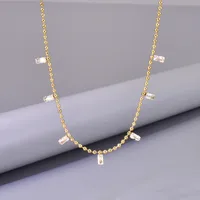 Simple Style Solid Color 304 Stainless Steel Rhinestones 18K Gold Plated Women's Multi Charms Necklace sku image 1