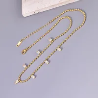 Simple Style Solid Color 304 Stainless Steel Rhinestones 18K Gold Plated Women's Multi Charms Necklace main image 3